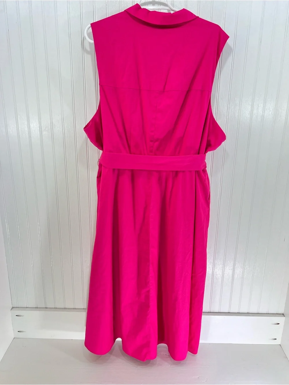 Torrid Fuchsia Pink Sleeveless Button Front Shirt Dress Belted Plus Size 4X - Picture 2 of 11